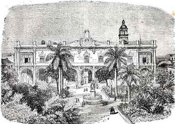 Palacio de Gobierno. Dibujo de Samuel Hazard.